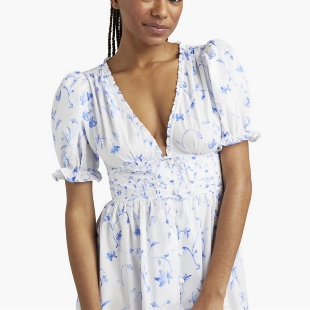 Hill House Sabrina Dress in Blue Botanical NWT